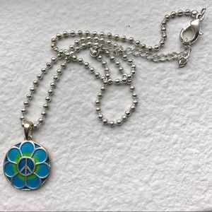 Boho Peace Sign Flower Pendant Necklace